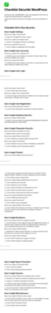 Checklist sécurité WordPress